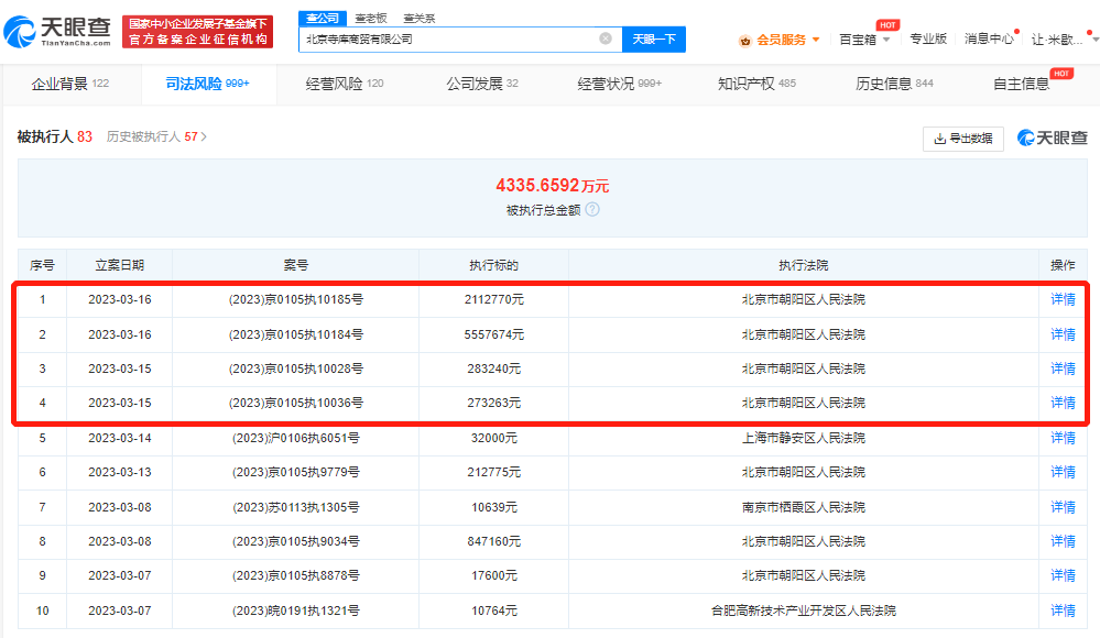 累計(jì)超4300萬(wàn)！北京寺庫(kù)商貿(mào)再迎822萬(wàn)強(qiáng)制執(zhí)行，橫跨界闖入醫(yī)療器械領(lǐng)域